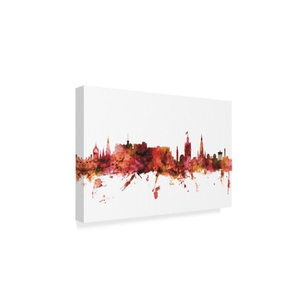 Michael Tompsett 'Edinburgh Scotland Skyline Red Ii' Canvas Art,30x47